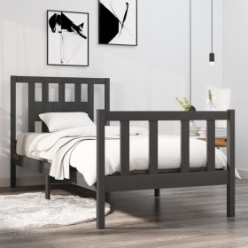 Estructura de cama individual madera maciza gris 75x190 cm de vidaXL, Camas y somieres - Ref: Foro24-3104090, Precio: 104,99 ...