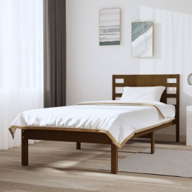 Estructura de cama madera maciza de pino marrón miel 90x200 cm de vidaXL, Camas y somieres - Ref: Foro24-3104206, Precio: 120...