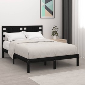 Black solid wood bed frame King Size 150x200 cm by vidaXL, Beds and slatted bases - Ref: Foro24-3104227, Price: 170,11 €, Dis...