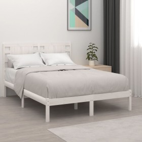 Solid white pine wood bed frame 140x190 cm by vidaXL, Beds and slatted bases - Ref: Foro24-3104199, Price: 137,70 €, Discount: %