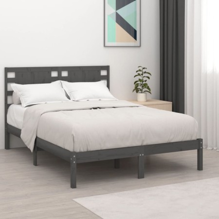 Estructura de cama madera maciza de pino gris 140x190 cm de vidaXL, Camas y somieres - Ref: Foro24-3104200, Precio: 148,09 €,...