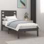 Gray solid wood single bed frame 90x190 cm by vidaXL, Beds and slatted bases - Ref: Foro24-3104185, Price: 122,27 €, Discount: %