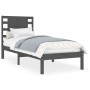 Gray solid wood single bed frame 90x190 cm by vidaXL, Beds and slatted bases - Ref: Foro24-3104185, Price: 122,27 €, Discount: %