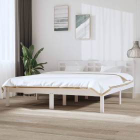 White solid wood bed frame Supe King 180x200 cm by vidaXL, Beds and slatted bases - Ref: Foro24-3104234, Price: 146,99 €, Dis...