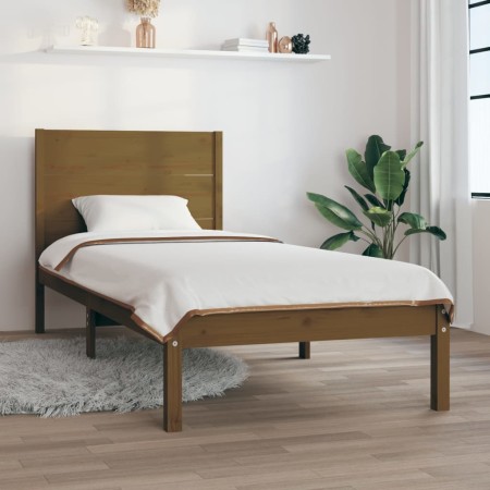 Honey brown solid wood bed frame 75x190 cm by vidaXL, Beds and slatted bases - Ref: Foro24-3104116, Price: 105,66 €, Discount: %