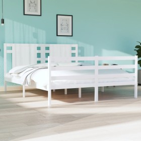 Solid white pine wood bed frame 140x190 cm by vidaXL, Beds and slatted bases - Ref: Foro24-3104264, Price: 141,81 €, Discount: %