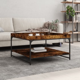 Engineered wood and iron smoke oak coffee table 80x80x45cm by vidaXL, Coffee table - Ref: Foro24-832815, Price: 59,93 €, Disc...