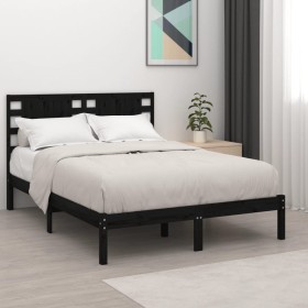 Black solid wood bed frame 120x190 cm by vidaXL, Beds and slatted bases - Ref: Foro24-3104192, Price: 150,73 €, Discount: %