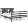 Small double bed frame gray pine wood 120x190 cm by vidaXL, Beds and slatted bases - Ref: Foro24-3104255, Price: 155,84 €, Di...