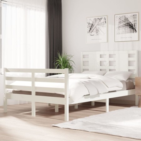 Solid white pine wood bed frame 120x200 cm by vidaXL, Beds and slatted bases - Ref: Foro24-3104279, Price: 128,02 €, Discount: %