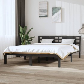 Estructura de cama madera maciza de pino gris 120x200 cm de vidaXL, Camas y somieres - Ref: Foro24-3104215, Precio: 126,99 €,...