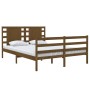 Estructura de cama doble madera maciza marrón miel 120x190 cm de vidaXL, Camas y somieres - Ref: Foro24-3104256, Precio: 158,...