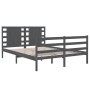 Solid gray pine wood bed frame 140x200 cm by vidaXL, Beds and slatted bases - Ref: Foro24-3104285, Price: 166,99 €, Discount: %