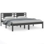 Estructura de cama de madera maciza de pino gris 200x200 cm de vidaXL, Camas y somieres - Ref: Foro24-3104240, Precio: 169,68...