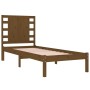 Estructura de cama madera maciza marrón miel 75x190 cm de vidaXL, Camas y somieres - Ref: Foro24-3104181, Precio: 103,15 €, D...