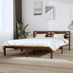 Estructura de cama madera maciza de pino marrón miel 120x200 cm de vidaXL, Camas y somieres - Ref: Foro24-3104216, Precio: 13...