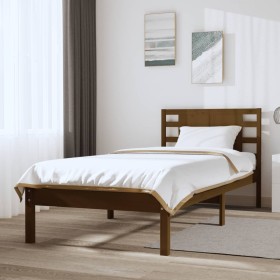 Solid pine wood bed frame honey brown 100x200 cm by vidaXL, Beds and slatted bases - Ref: Foro24-3104211, Price: 117,77 €, Di...