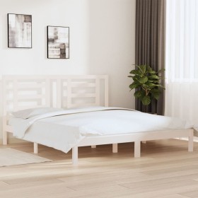 Estructura de cama madera maciza blanco Supe King 180x200 cm de vidaXL, Camas y somieres - Ref: Foro24-3104364, Precio: 141,9...