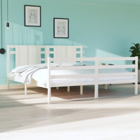 Estructura de cama madera maciza blanco Super King 180x200 cm de vidaXL, Camas y somieres - Ref: Foro24-3104299, Precio: 169,...