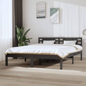 Estructura de cama madera maciza gris King Size 150x200 cm de vidaXL, Camas y somieres - Ref: Foro24-3104225, Precio: 170,45 ...