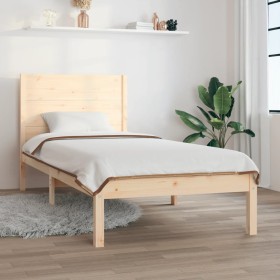 Solid pine wood bed frame 100x200 cm by vidaXL, Beds and slatted bases - Ref: Foro24-3104143, Price: 113,35 €, Discount: %