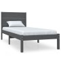 Gray solid wood single bed frame 90x190 cm by vidaXL, Beds and slatted bases - Ref: Foro24-3104120, Price: 127,18 €, Discount: %