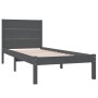 Gray solid wood single bed frame 90x190 cm by vidaXL, Beds and slatted bases - Ref: Foro24-3104120, Price: 127,18 €, Discount: %