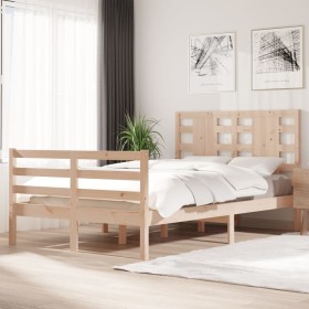 Solid pine wood bed frame 120x200 cm by vidaXL, Beds and slatted bases - Ref: Foro24-3104278, Price: 120,44 €, Discount: %