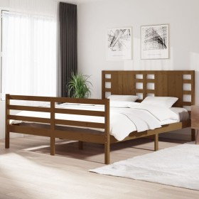 Estructura de cama madera maciza pino marrón miel 160x200 cm de vidaXL, Camas y somieres - Ref: Foro24-3104296, Precio: 178,9...