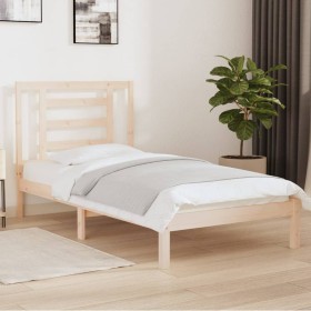 Solid pine wood bed frame 90x200 cm by vidaXL, Beds and slatted bases - Ref: Foro24-3104333, Price: 80,65 €, Discount: %