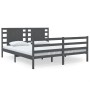 Gray pine wood double bed frame 135x190 cm by vidaXL, Beds and slatted bases - Ref: Foro24-3104260, Price: 182,99 €, Discount: %