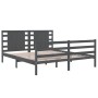 Gray pine wood double bed frame 135x190 cm by vidaXL, Beds and slatted bases - Ref: Foro24-3104260, Price: 182,99 €, Discount: %