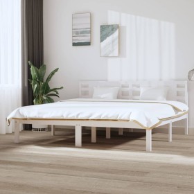 Solid white pine wood bed frame 200x200 cm by vidaXL, Beds and slatted bases - Ref: Foro24-3104239, Price: 150,99 €, Discount: %