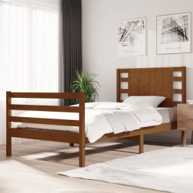 Estructura de cama madera maciza pino marrón miel 90x200 cm de vidaXL, Camas y somieres - Ref: Foro24-3104271, Precio: 129,64...