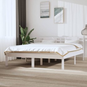 Solid white pine wood bed frame 140x200 cm by vidaXL, Beds and slatted bases - Ref: Foro24-3104219, Price: 132,99 €, Discount: %