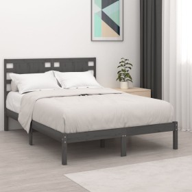 Estructura de cama doble pequeña madera maciza gris 120x190 cm de vidaXL, Camas y somieres - Ref: Foro24-3104190, Precio: 133...