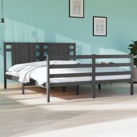 Estructura de cama madera maciza de pino gris 5FT 150x200cm de vidaXL, Camas y somieres - Ref: Foro24-3104290, Precio: 170,99...