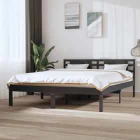 Estructura de cama de madera maciza de pino gris 140x200 cm de vidaXL, Camas y somieres - Ref: Foro24-3104220, Precio: 139,99...