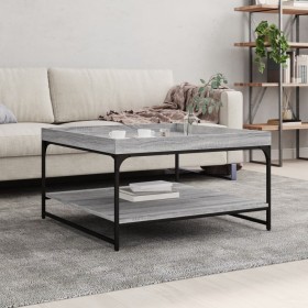 Mesa centro madera ingeniería y hierro gris Sonoma 80x80x45 cm de vidaXL, Mesas de centro - Ref: Foro24-832816, Precio: 60,99...