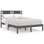 Estructura de cama doble madera maciza gris 135x190 cm de vidaXL, Camas y somieres - Ref: Foro24-3104195, Precio: 169,93 €, D...