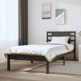 Estructura de cama de madera maciza de pino gris 100x200 cm de vidaXL, Camas y somieres - Ref: Foro24-3104210, Precio: 113,99...