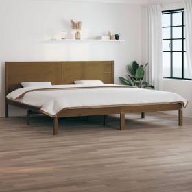 Honey brown solid pine wood bed frame 200x200 cm by vidaXL, Beds and slatted bases - Ref: Foro24-3104176, Price: 173,16 €, Di...