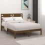 Honey brown solid wood double bed frame 135x190 cm by vidaXL, Beds and slatted bases - Ref: Foro24-3104196, Price: 144,29 €, ...