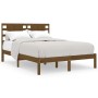 Estructura de cama doble madera maciza marrón miel 135x190 cm de vidaXL, Camas y somieres - Ref: Foro24-3104196, Precio: 144,...