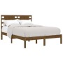 Estructura de cama doble madera maciza marrón miel 135x190 cm de vidaXL, Camas y somieres - Ref: Foro24-3104196, Precio: 144,...