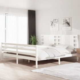 Solid white pine wood bed frame 200x200 cm by vidaXL, Beds and slatted bases - Ref: Foro24-3104304, Price: 167,99 €, Discount: %