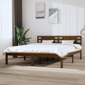 Estructura de cama madera maciza de pino marrón miel 160x200 cm de vidaXL, Camas y somieres - Ref: Foro24-3104231, Precio: 17...