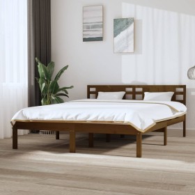 Estructura de cama madera maciza King marrón miel 150x200 cm de vidaXL, Camas y somieres - Ref: Foro24-3104226, Precio: 173,9...