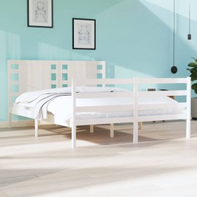 Solid white pine wood bed frame 140x200 cm by vidaXL, Beds and slatted bases - Ref: Foro24-3104284, Price: 138,99 €, Discount: %