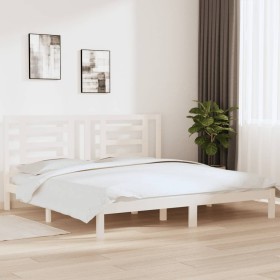 Solid white pine wood bed frame 200x200 cm by vidaXL, Beds and slatted bases - Ref: Foro24-3104369, Price: 135,99 €, Discount: %